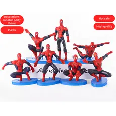 Conjunto de 7 Peças de Enfeites Decorativos para Bolo de Aniversário com Tema Homem-Aranha e Vingadores, Adequado para T