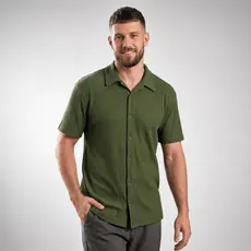 Camiseta Masculica Texturizada Casual De Botão Manga Curta