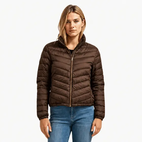 Bobojaco Feminino Modelo Puffer Com Bolsos e Sem Touca De Frio