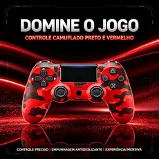 Controle sem fio com design camuflado para PS4, acompanhado de cabo de carregamento
