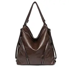 Bolsa Feminina de Ombro Transversal Mochila Tote Grande em Couro Macio Casual Moderna