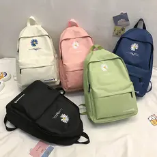 Mochila Escolar Grande Capacidade Oxford Floral Margarida Estilo Coreano Unissex para Escola Viagem