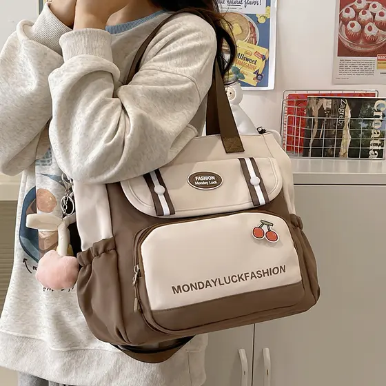 Shoulder Bag Feminina Nylon Impermeável Bolsa De Ombro Transversal Coreana Estilosa Grande Bolsa De Mão
