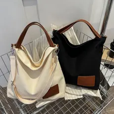 MODIVA Bolsa Feminina de Grande Capacidade em Lona, Bolsa de Ombro e Transversal para Estudantes e Trabalho
