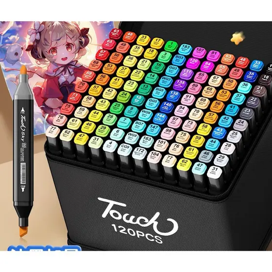 Conjunto Profissional de Marcadores de Pintura Artística Oleosa - 120 Cores Vibrantes com Cabeça Dupla