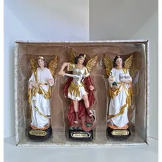 Trio Imagens São Miguel Rafael Gabriel Arcanjos Resina 20cm