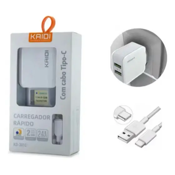 Carregador Celular Kaidi Tipo C Barato Original Atacado USB Rápido