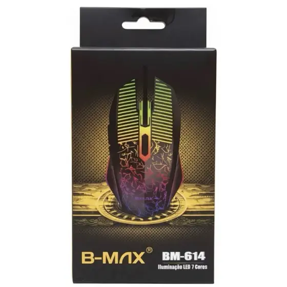 Mouse Gamer Com Fio Rgb 6 Botões Bmax Para Notebook PC