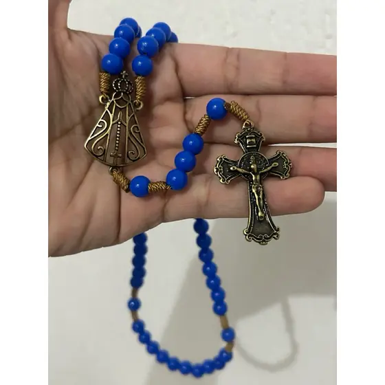 Kit 2 Terços De Nossa Senhora Aparecida Azul Católico Atacado