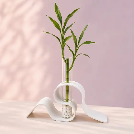 Vaso Decorativo Para Bambu da Sorte Hidropônico com Tubo de Vidro