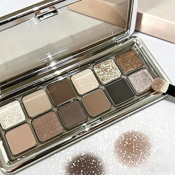 Paleta de cimento em pó cinza saturado baixo 12 cores paleta de sombras de alto valor cor terra feminino perolado fosco