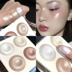Pó de cozimento de quatro cores disco alto brilhante cristal sombra rosto iluminando olhos brilho fino diamante piscando