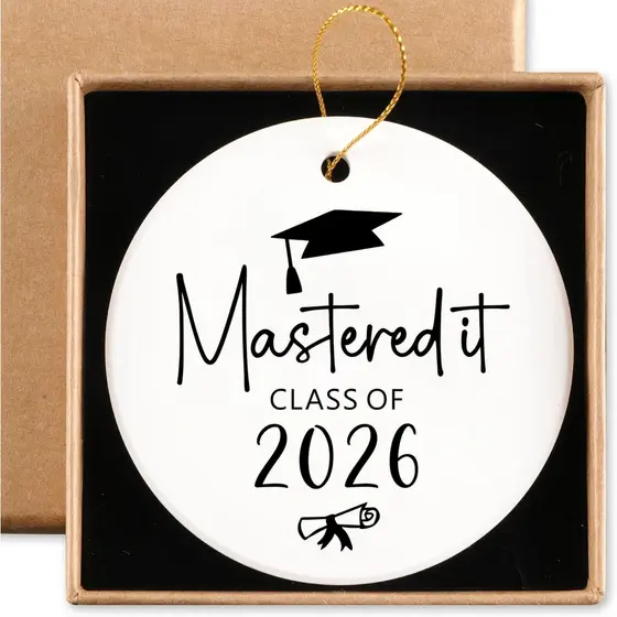 Class of 2026 Graduation Gifts for Her Him Ceramic Ornament Keepsake Sign Round Plaque Graduation Ornaments for Women Me