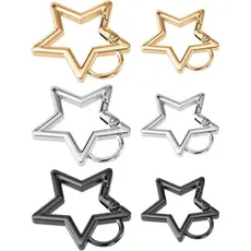 Mosquetão em Forma de Estrela, Clipe de Chaveiro em Aço Inoxidável com Abertura por Mola, Suporte de Gancho Mosquetão, C
