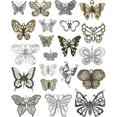 JIALEEY Pingentes de Borboleta Grande para DIY, para Fazer Colares e Pulseiras, 21 Peças de Suprimentos para Artesanato 