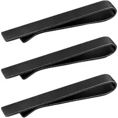 Roctee Prendedor de Gravata Fino, Pacote com 3 Prendedores de Gravata para Homens, Elegantes Clipes de Gravata em Preto 