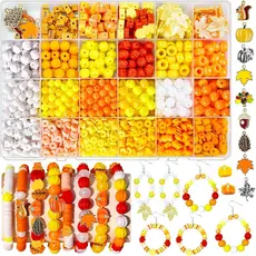 Kit de Miçangas para o Dia de Ação de Graças com mais de 2000 peças – Miçangas de argila com tema de colheita, miçangas 