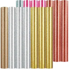 HTVRONT Vinil Termotransferível com Glitter - 15 Pacotes, 6 Cores Mistas, Vinil Termotransferível com Glitter para Camis