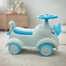 Andador Infantil Rinoceronte Azul com Função Motinha e Carrinho