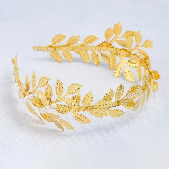 2 Peças Tiara De Folha De Cor Dourada Grega Deusa Coroa Noiva Barroca Vintage Folhas De Oliveira Laço De Cabelo Para Cas