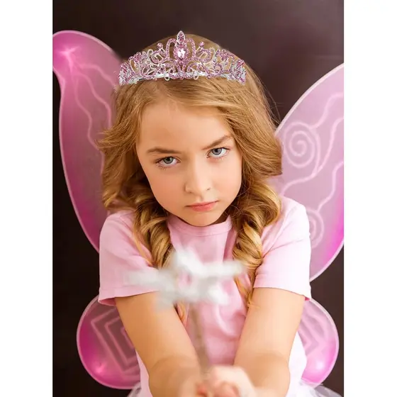 COCIDE Tiara E Coroas Rosa Para Meninas De Cristal Princesa Coroa De Strass Com Pentes Tiaras De Noiva Casamento , Baile
