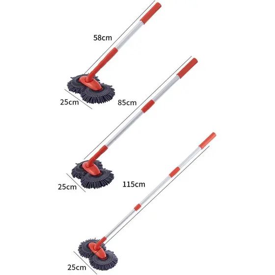 Escova Para Lavagem De Carros Com Cabo Longo , Cabeças Duplas Lã De Cordeiro E Microfibra , Design Giratório Áreas De Pá