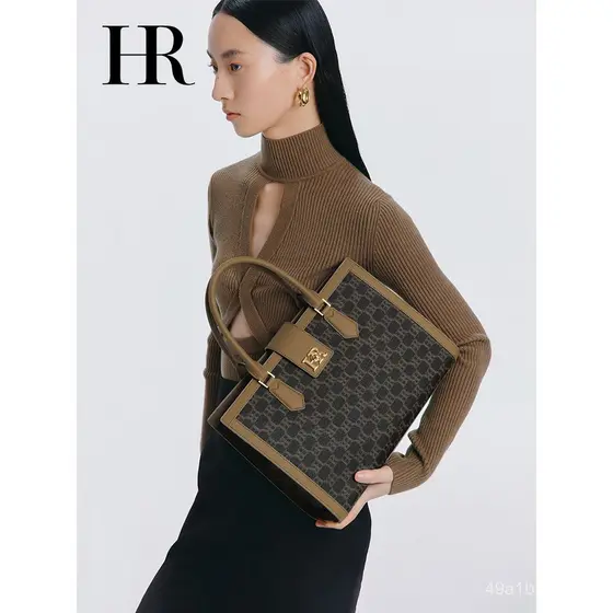Bolsa HR Helena 2025, Nova Bolsa Tote Clássica com Monograma para Mulheres, Tamanho Pequeno, Grande Capacidade, Bolsa pa