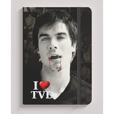 Caderneta Tipo Moleskine A5 Diário De Um Vampiro I LOVE TVD DAMON
