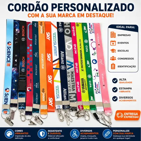 Cordão para Crachá em Alta Qualidade Personalizado Brinde Profissional Artes Grátis