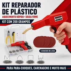 Handy Plastics Welder 150W Bivolt com 200 Grampos, Maleta Organizadora, Estilete, Alicate e Lixas – Reparo de Para-choqu