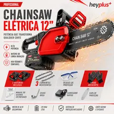 Chainsaw 21V 1200W 12" com 2 20.0Ah Baterias, Sem Fio - Segura para Jardim, Poda e Cortes Domésticos