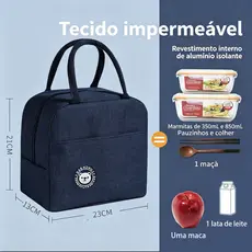 Lancheira Térmica com Revestimento Impermeável e Resistente a Óleo, Bolsa de Mão para Viagem e Piquenique, Prática