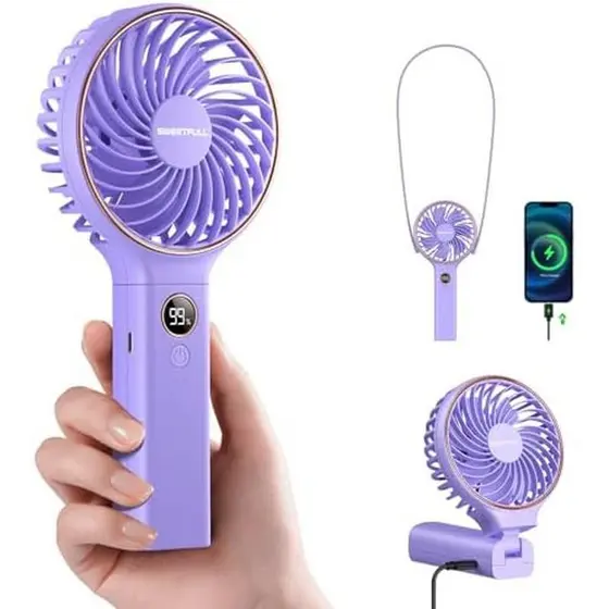 Ventilador Portátil Com Energia De Backup Presentes Essenciais De Verão Para Display Digital Led500mah Recarregável Manh