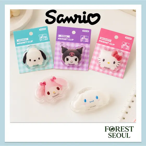 [Sanrio] Clipe Magnético Pom | 5 Opções De Personagens Porta-Notas Em Acrílico Navios Da Coreia