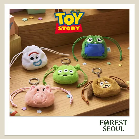 [Disney] Mini Bolsa De Pelúcia Com Cordão Toy Story | Porta-Moedas Lilypad Slinky Dog Hamm Forky Alien Navios Da Coreia