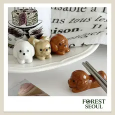 [Navios Da Coreia] Descanso Para Pauzinhos Cachorro | Poodle E Chihuahua Design Cerâmico 3D Organizador Higiênico De Mes