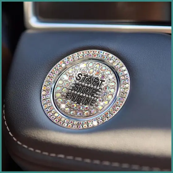 Push Start Botão Capa Precisão Adesivo Strass Anel Decalques Empurrar Para Iniciar Mulheres Homens Meninas hwipfbr