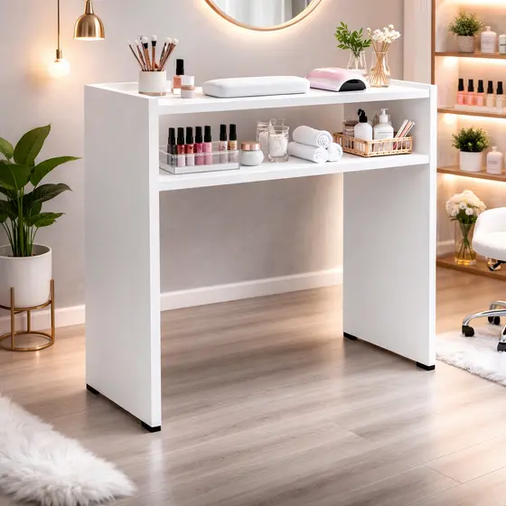 Mesa Para Manicure Prática com Prateleira Para Estufa 60cm Para Salão de Cabeleireiro