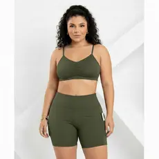 Conjunto Fitness Feminino Cropped e Bermuda Modeladora Garotta Marotta Fitness