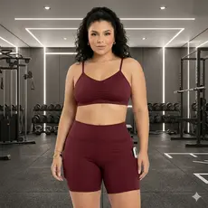 Conjunto Fitness Feminino Cropped + Short Treino Modela O Corpo Academia, Garotta Marotta Fitness