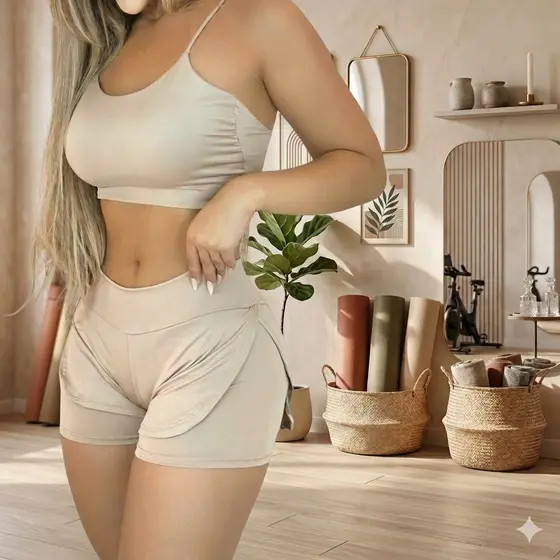 Conjunto Fitness Feminino Academia Short E Top Suplex Caminha Yoga Pilates Garotta Marotta Fitness