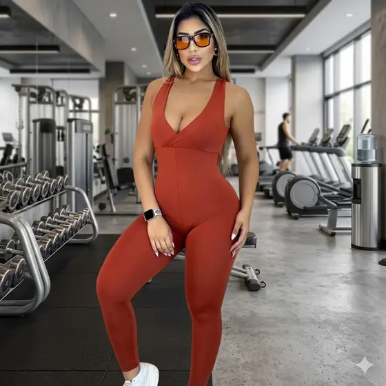 Macacão Longo Fitness em Suplex de Poliamida–Alta Sustentação e Elasticidade Treino Academia Pilates
