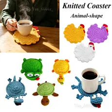 Engraçado Animal Crochê Coasters Artesanal Antiderrapante Almofada De Copo Para Mesa Casa Cozinha Bar Sala Escritório De