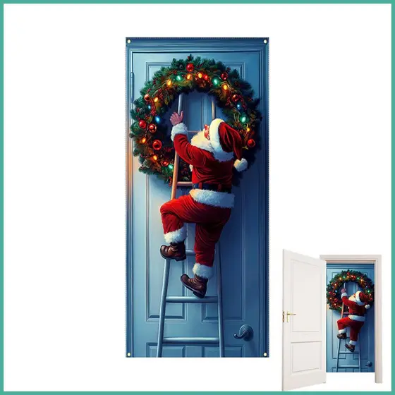 Capa De Porta De Natal Decoração Clássico Ornamento Pano De Fundo Com Corda Tecido Frente Banner Para Interior yontebr