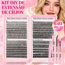 Kit Cílios em Tufos 640 Peças 30D 40D 50D 8-16mm com ou sem Bond Seal