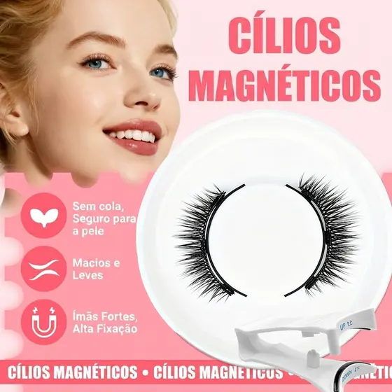 Kit de Cílios Magnéticos Sem Cola - Seguro para os Olhos Reutilizável