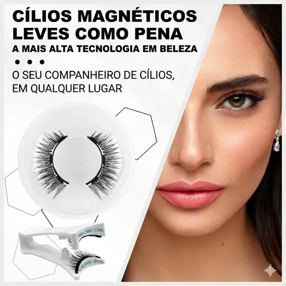 Cílios magnéticos sem cola fáceis de aplicar e reutilizáveis diversas vezes