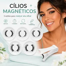 Cílios Postiços Magnéticos Sem Cola 5 Estilos com Aplicador Reutilizável