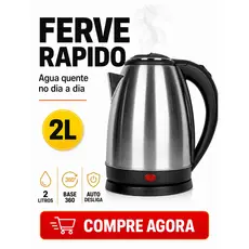 Chaleira Elétrica 2 Litros Inox Desligamento Automatico Cor Aço 110v Aquecimento Rápido Segura Café Chá Fácil Abertura