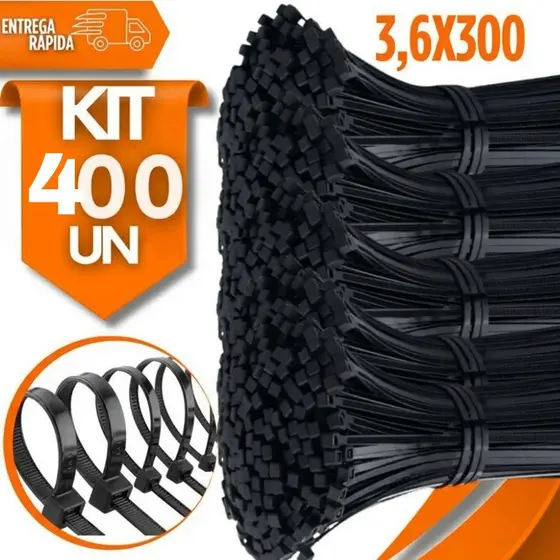 Kit de Abraçadeira  Petro Nylon Enforca Gato  3,6x250mm Cinta Plásticas Organizador Cabos Fios Utilidades